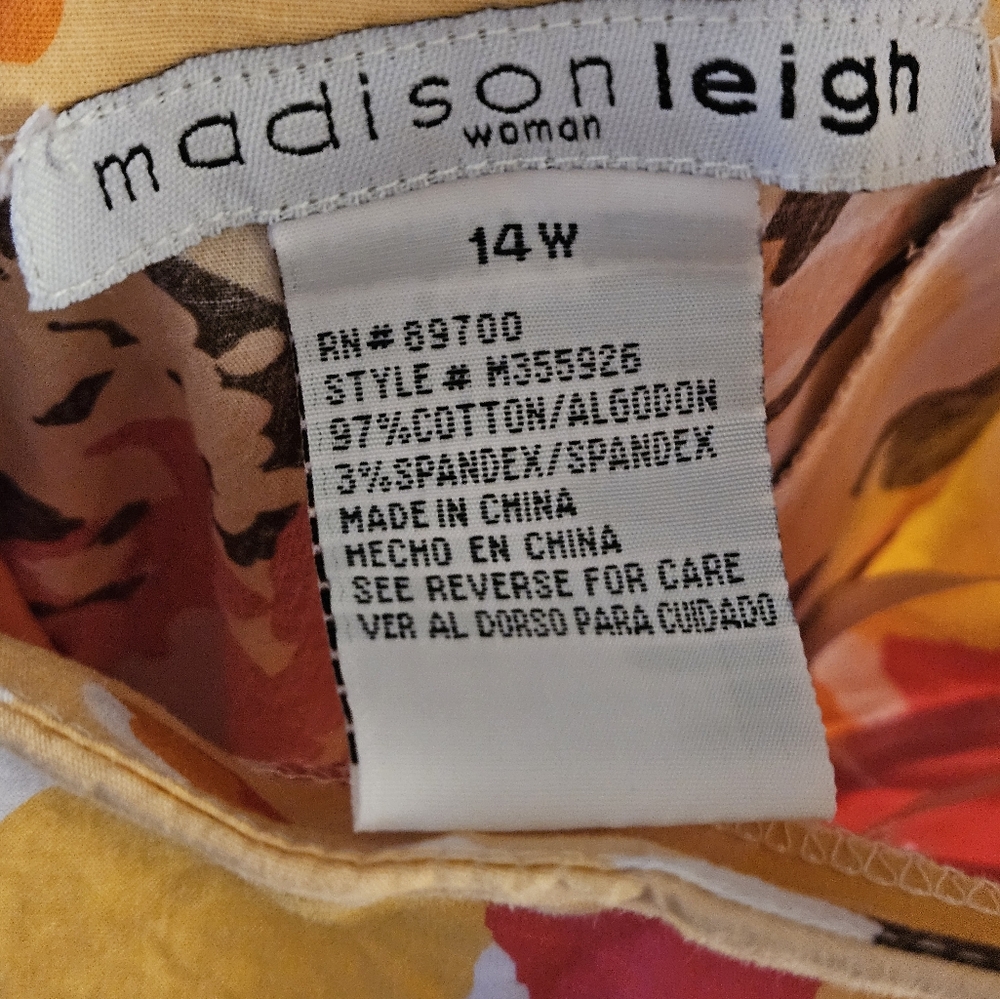 14W cotton sundress, Sleevelss. Madison Leigh. Bright Orange Floral. Cottagecore - Picture 3 of 4
